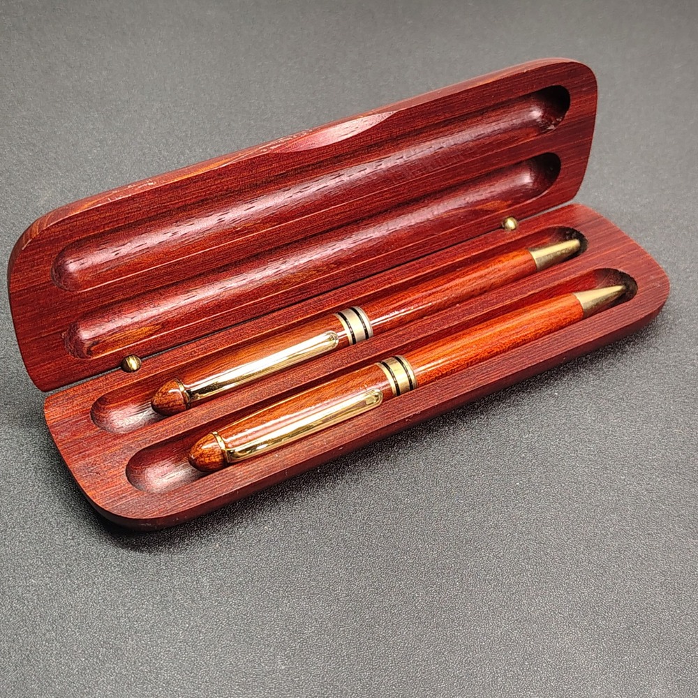 Wood Pen Pencil Set Unisex World Hope Network Engraved Case